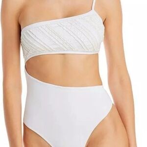 Ramy Brook White Beaded Swimsuit NWT Size SMALL